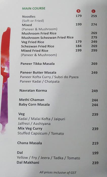 Parivaar Restaurant Radhika menu