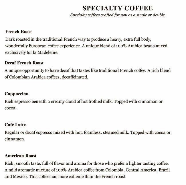 Menu at La Madeleine BBQ, Harahan, Citrus Blvd