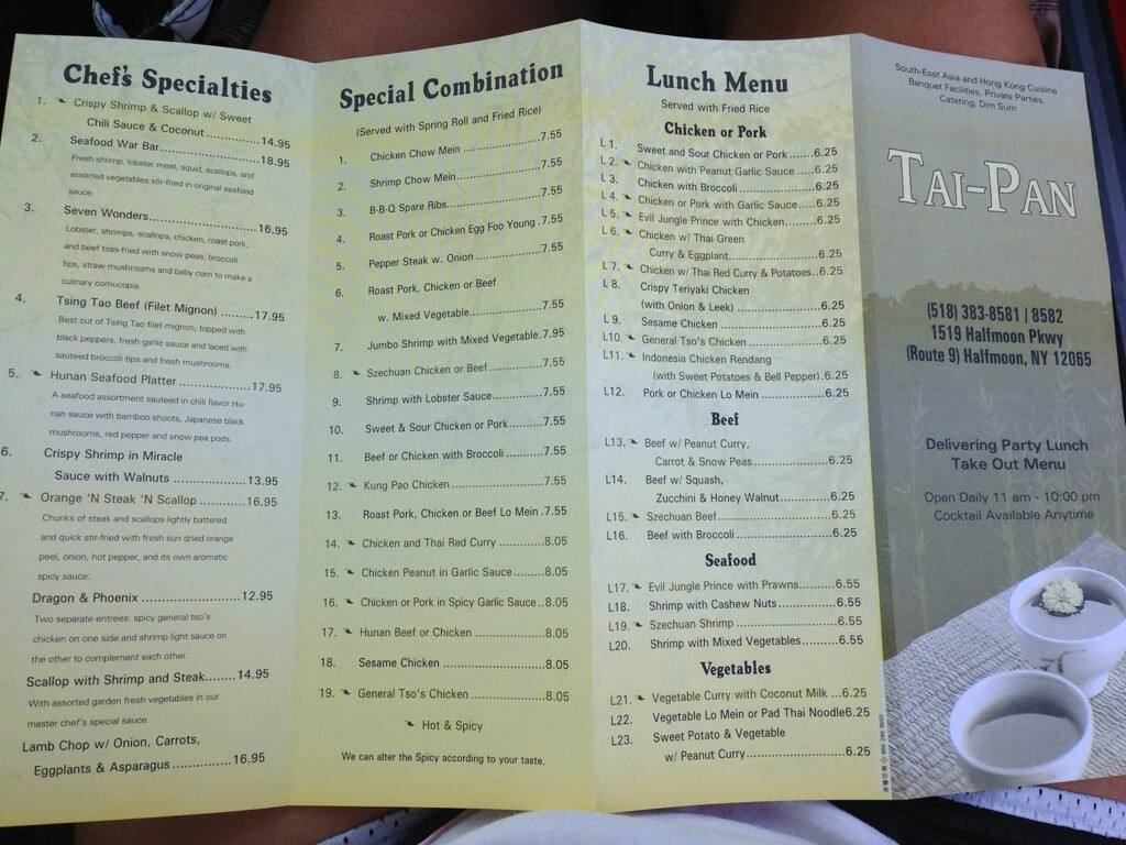 Tai Pan Chinese Restaurant Menu