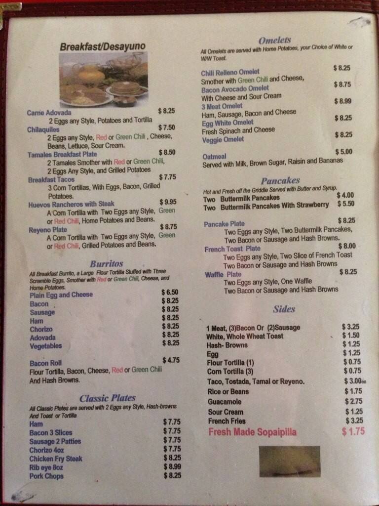 Aldana's Restaurant Menu, Menu for Aldana's Restaurant, Santa Fe, Santa