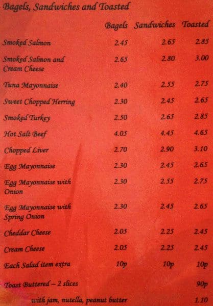 Delicacy menu