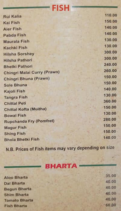 Prince Restaurant menu