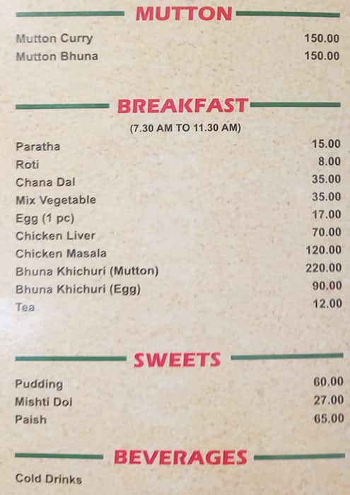 Prince Restaurant menu