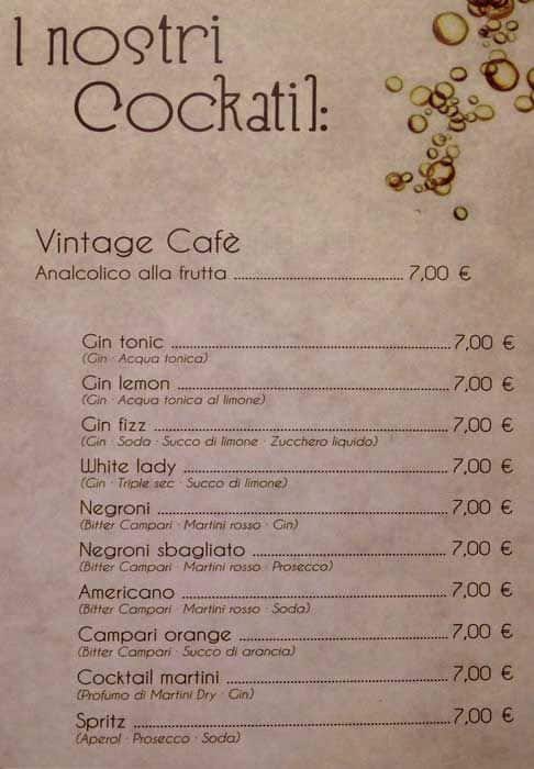 Menu di Vintage Cafe 