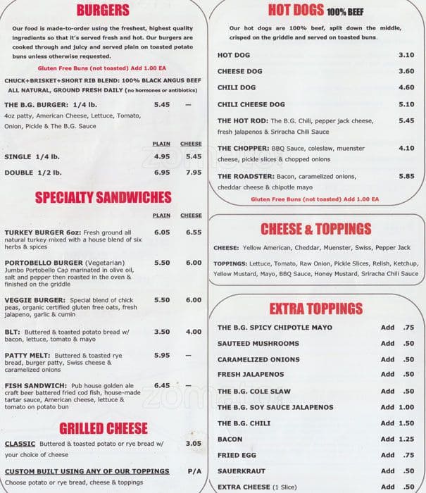 The Burger Garage Menu, Menu for The Burger Garage, Hunters Point, New