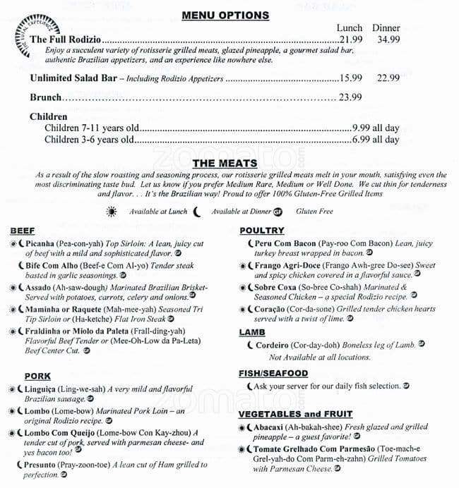 Rodizio Grill Menu, Menu For Rodizio Grill, LoDo, Denver - Urbanspoon ...