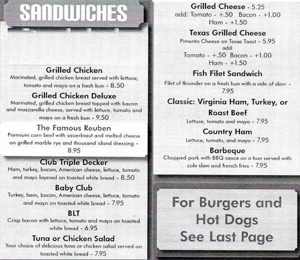 Menu at Tryon House Restaurant, Charlotte, 215 E Exmore St