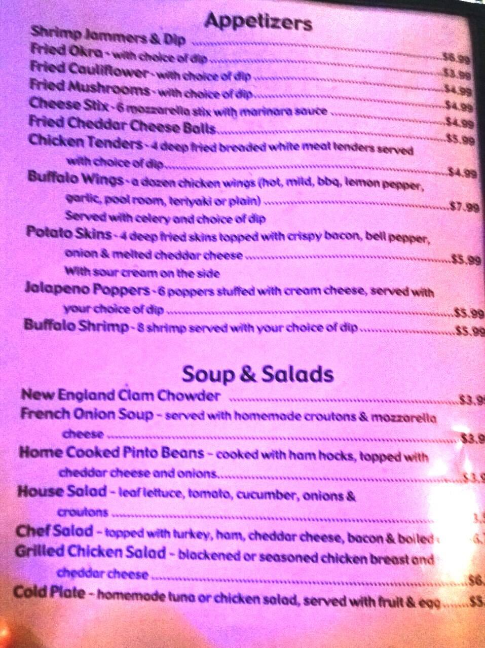Menu at Chaser's Sports Bar & Grill, Oak Island