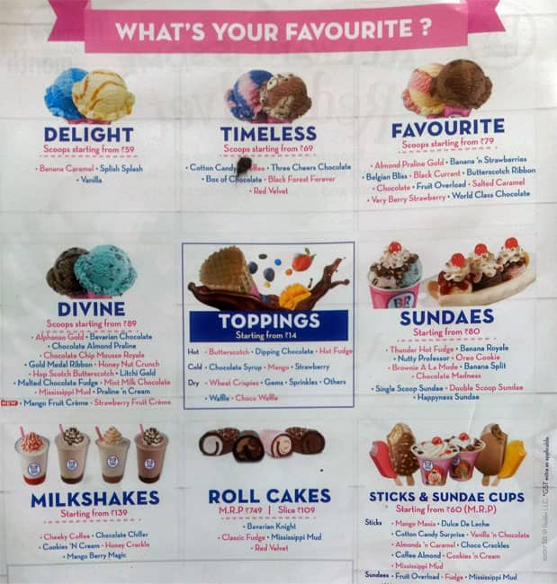 Baskin Robbins Menu Menu Para Baskin Robbins Maharani Peta Vizag