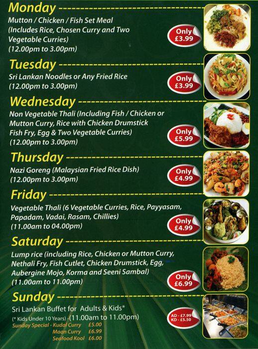 Palmera menu