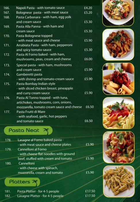 Palmera menu