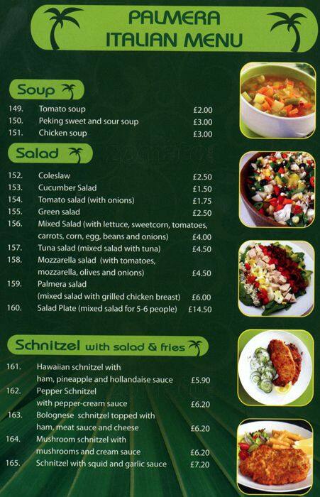 Palmera menu