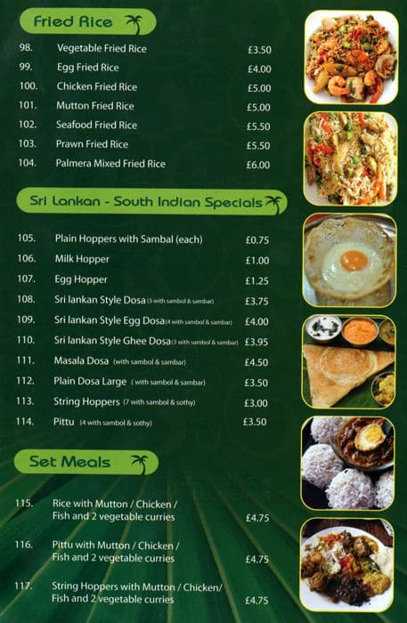 Palmera menu