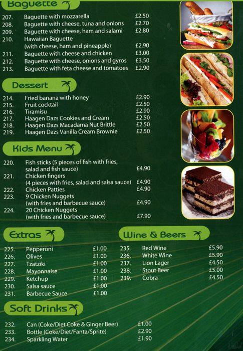 Palmera menu