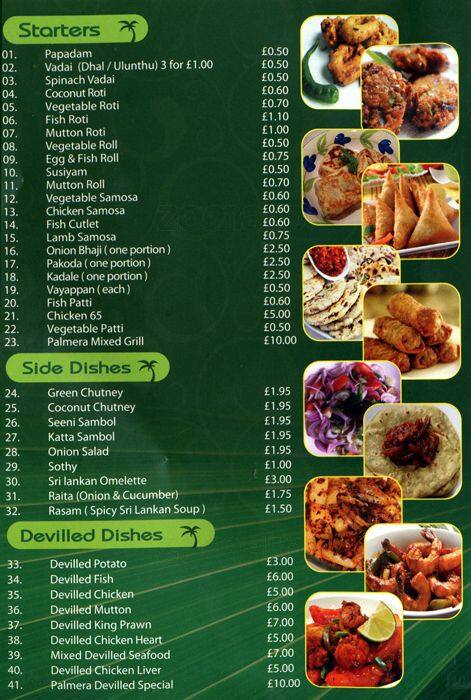 Palmera menu