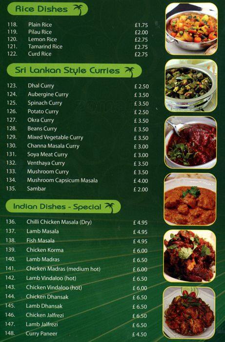 Palmera menu