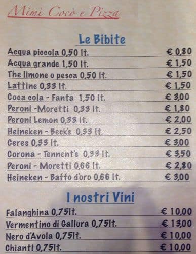 Menu di Mimì Cocó E Pizza 