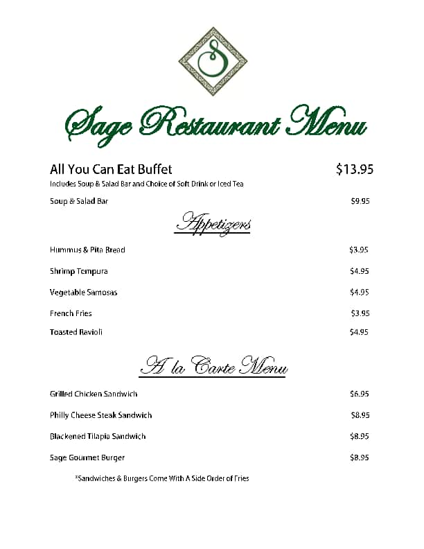  Sage  Restaurant  Menu  Menu  for Sage  Restaurant  Downtown 