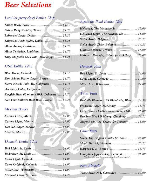 The Quarter Bar & Grill меню