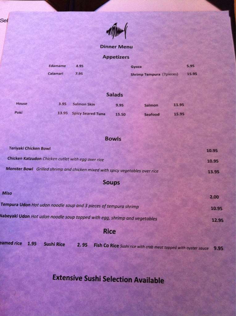 The Fish Company Menu, Menu for The Fish Company, Coronado, San Diego