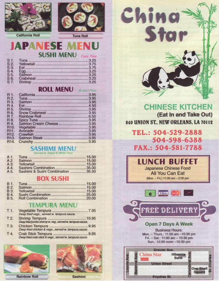 China Star Menu Menu For China Star Central Business District
