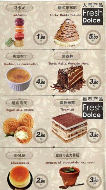 Menu di Parigi Dolci 