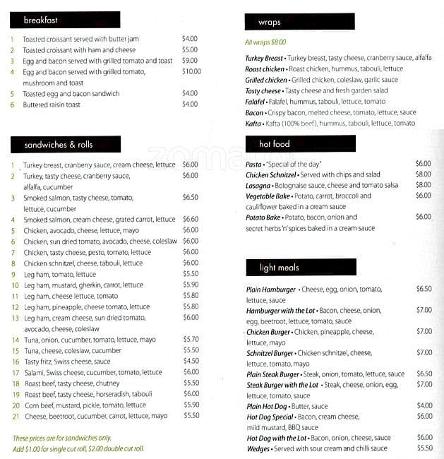 Menu at Flava Lunch Bar On Richmond, Adelaide