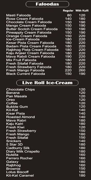 Menu Of B'Creamy, Ulhasnagar, Thane