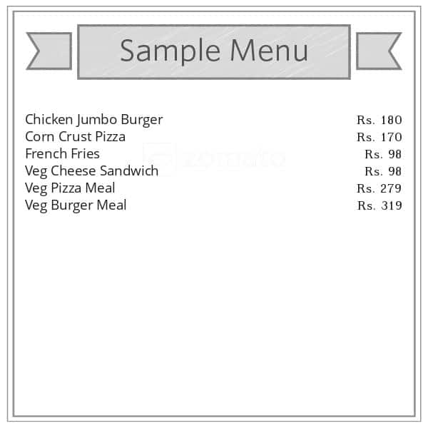 Menu of Cafe Hub, Jalahalli, Bangalore