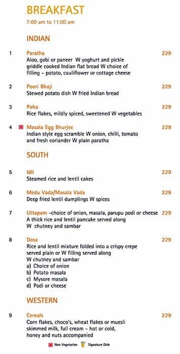 Citrus Cafe By Lemon Tree menu