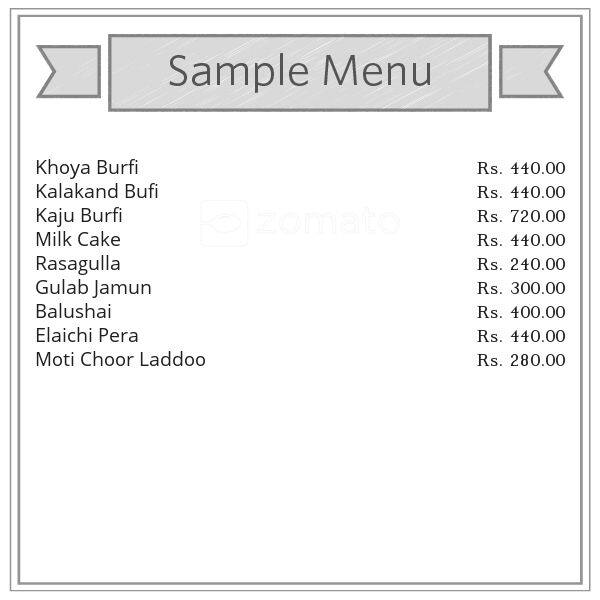 Saini Sweets menu
