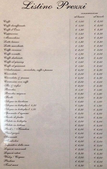 Menu di Il Caffè Ambrosiano 