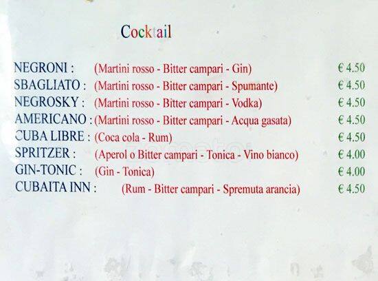Menu di Bar Caracciolo 