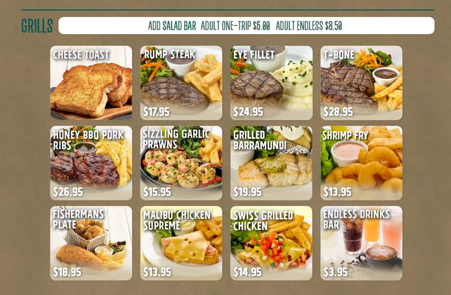 Menu at Sizzler restaurant, Shailer Park, Hyperdome Shopping Centre