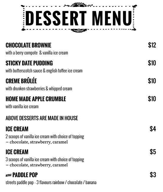 Kingsley Thai menu