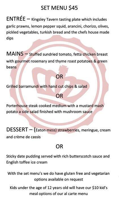 Kingsley Thai menu