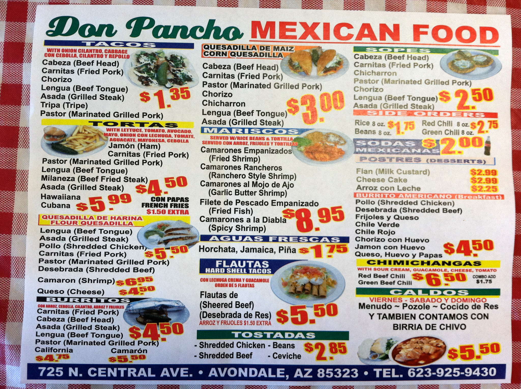Mexican Food Menu Items In Spanish