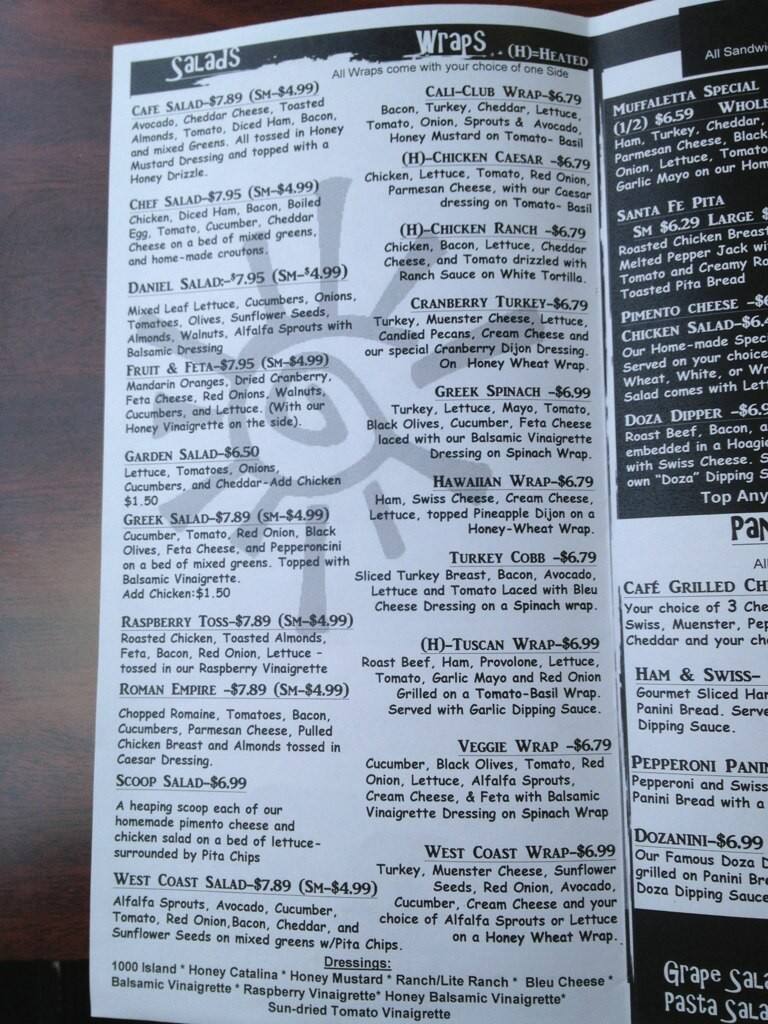 Doza Rizen Cafe menu