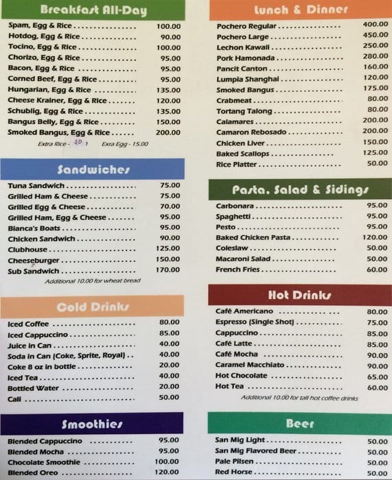 Menu at Common Ground Coffee & Car Wash cafe, Cebu City, N. Escario St. corner J. Solon