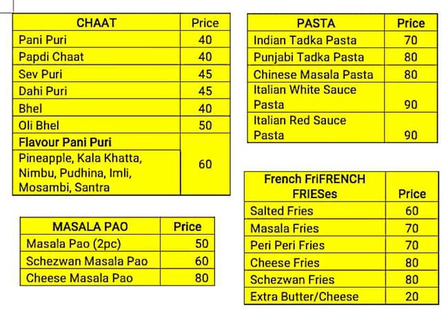 Shree Chinese center menu