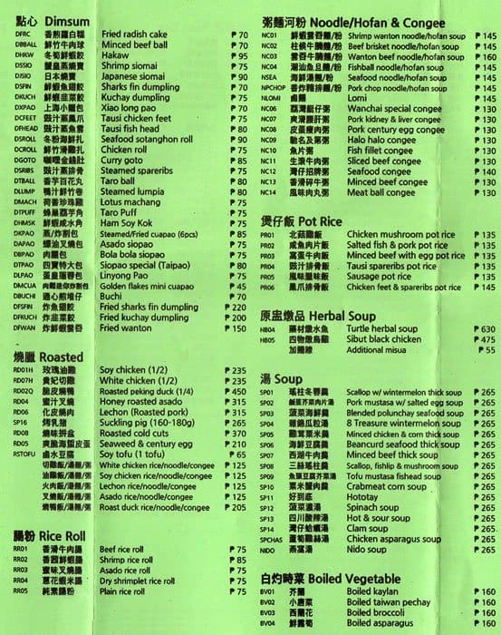 Wan Chai Tea House Menu, Menu for Wan Chai Tea House, Project 8, Quezon
