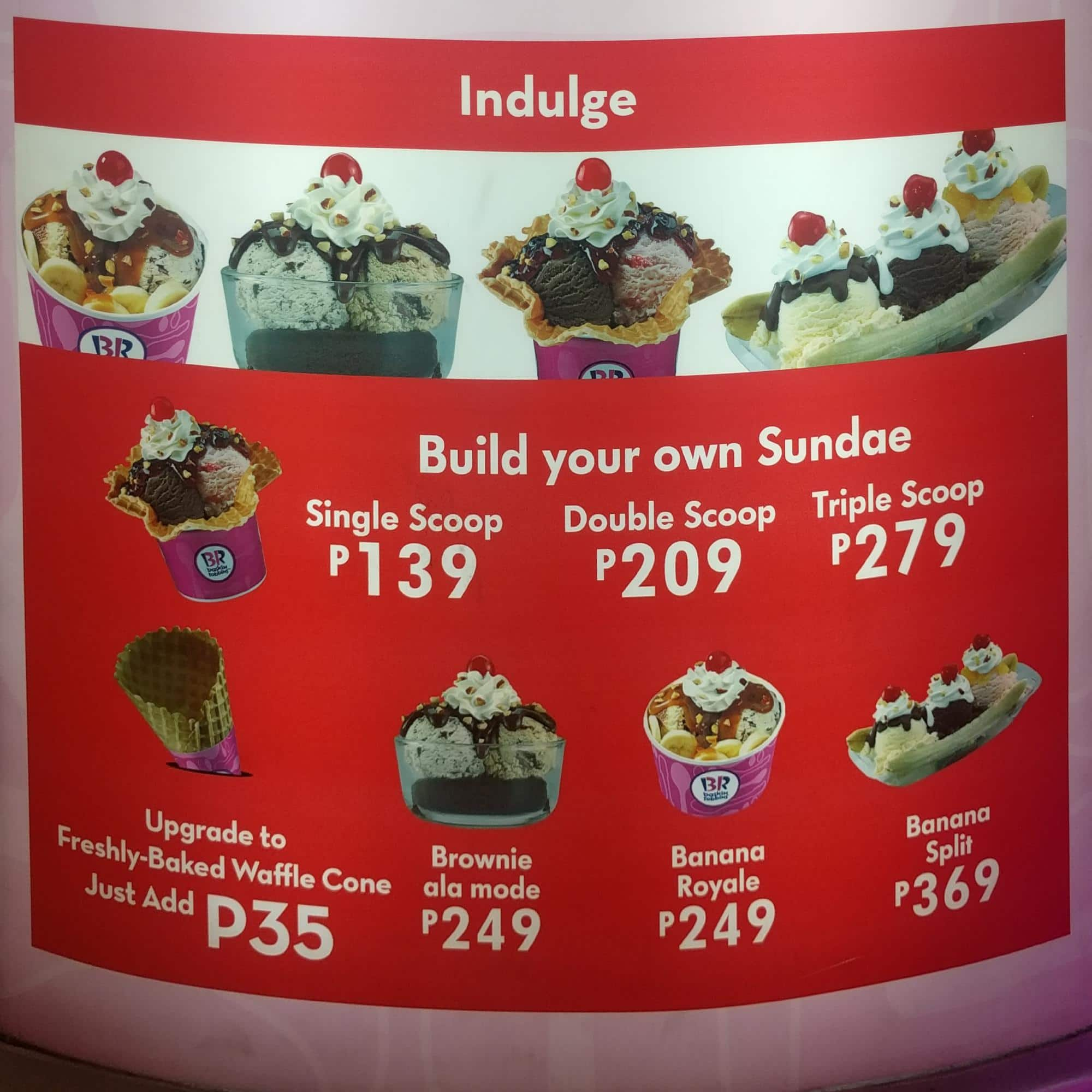 Menu at Baskin-Robbins desserts, Pasig, SM City East Ortigas