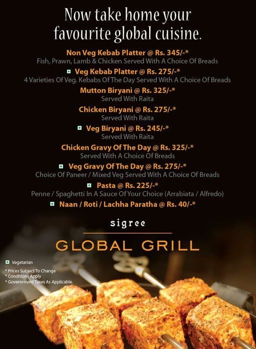 Sigree Global Grill Menu, Menu for Sigree Global Grill, Nungambakkam, Chennai Zomato