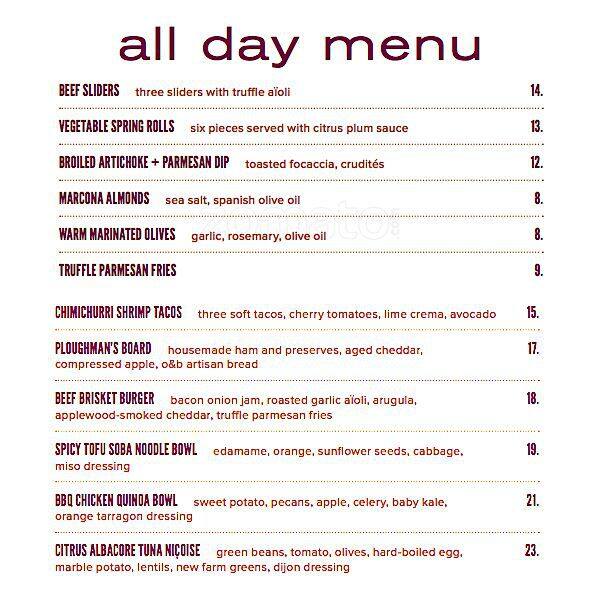 Luma Menu, Menu for Luma, Entertainment District, Toronto Urbanspoon