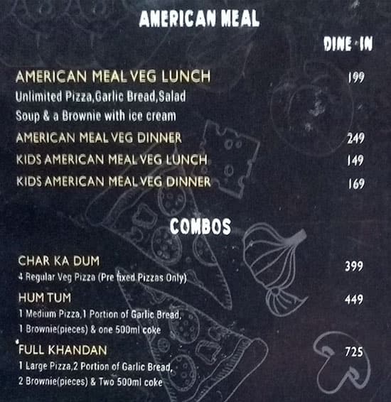 US Pizza menu