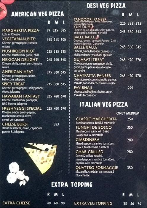 US Pizza menu
