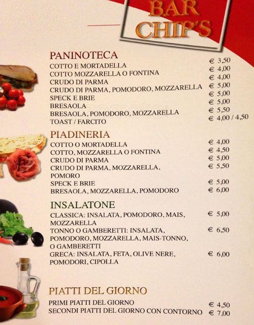 Menu di Chip's 