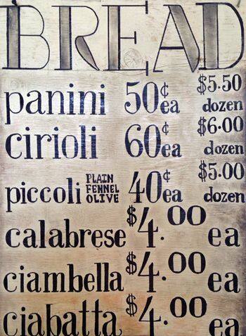 Menu de Little Italy Bakery