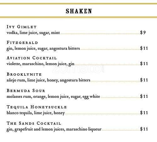 Menu at The Bar at Bohanan's, San Antonio