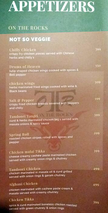 On The Rocks Menu Menu For On The Rocks Malviya Nagar New Delhi